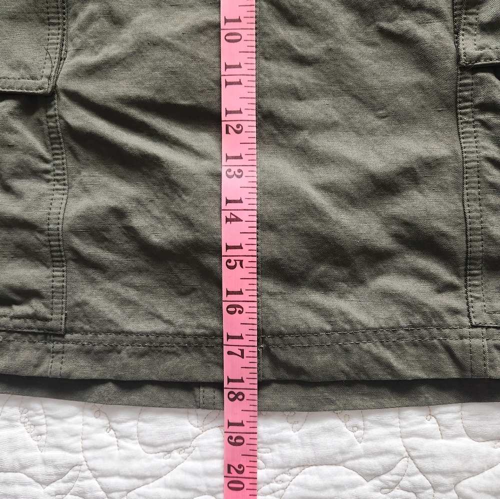 A.L.C. Kai Belted Cargo Mini Skirt Size 8 Army Olive Green Linen Cotton Revolve - Picture 10 of 11